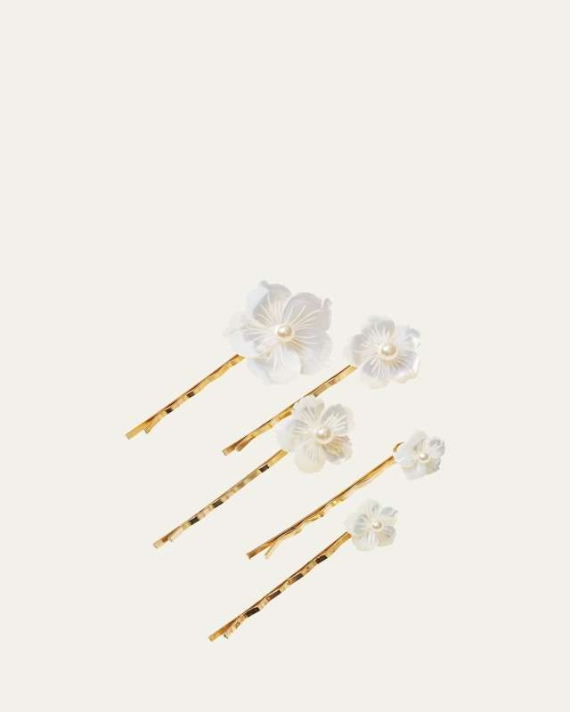 Zinnia Floral Bobby Pins, Set of 5